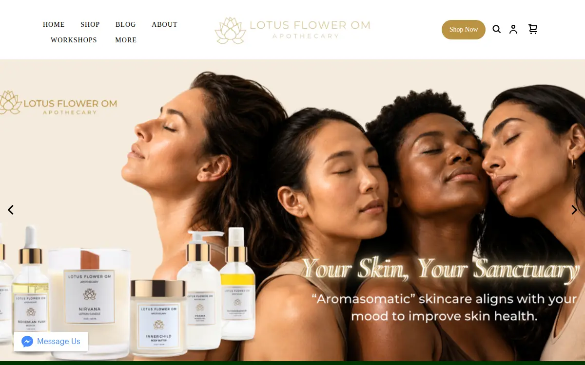 Homepage of Lotus Flower Om, LLC