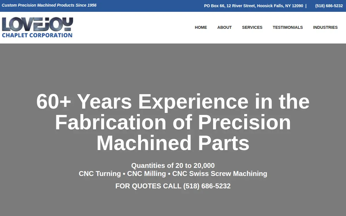 Homepage of Lovejoy Chaplet CORP