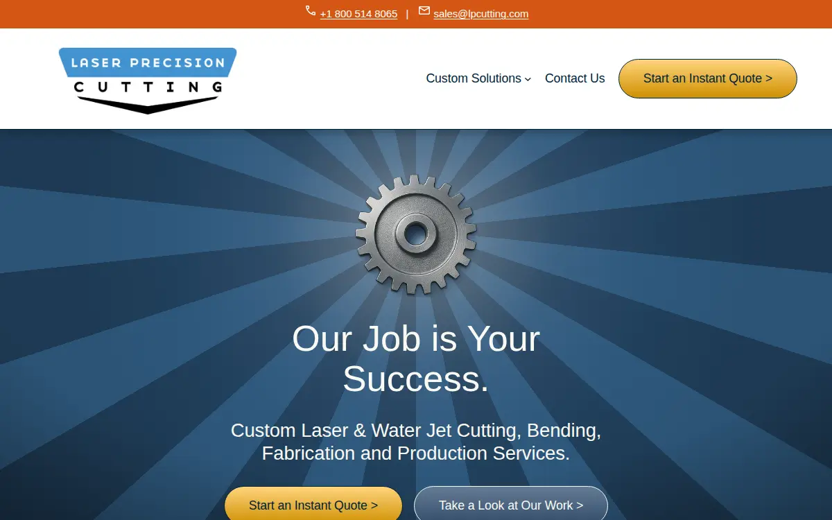 Homepage of Laser Precision Cutting, INC.