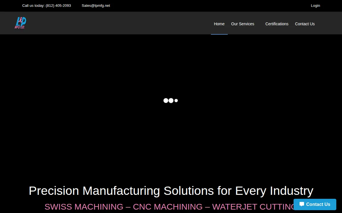 Homepage of L & P Manufacturing Company