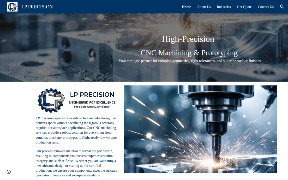 Homepage of LP Precision, INC