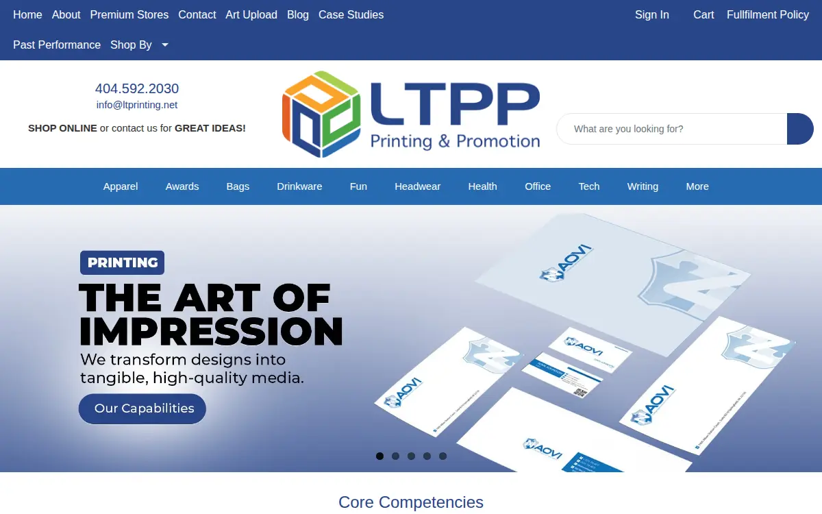 Homepage of Lt Printing & Promotion, LLC