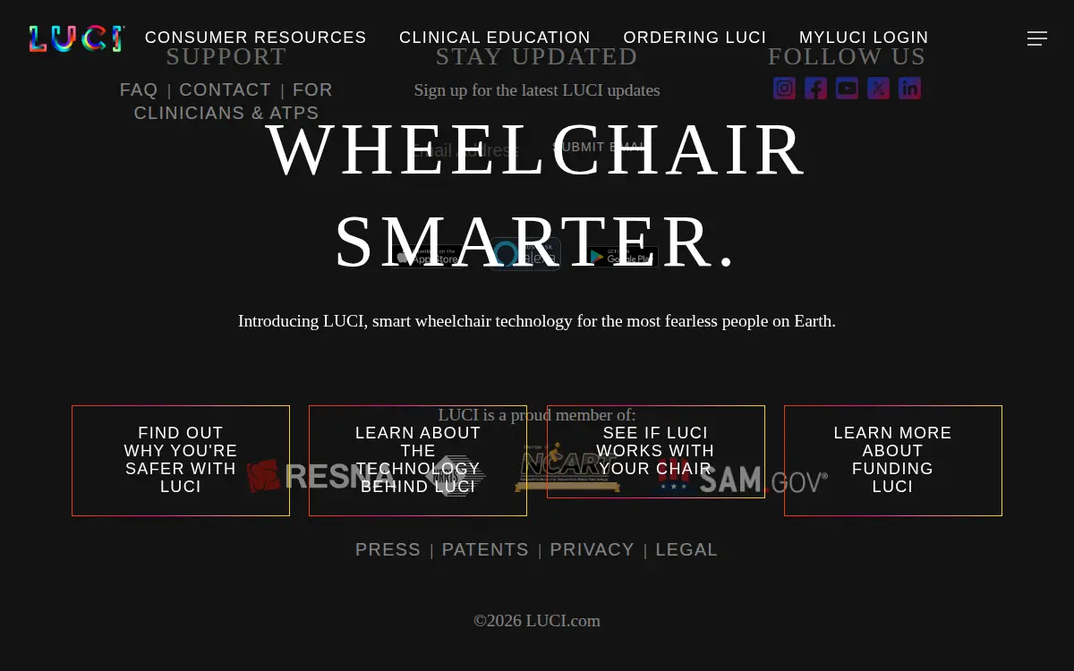 Homepage of Luci Mobility, INC.