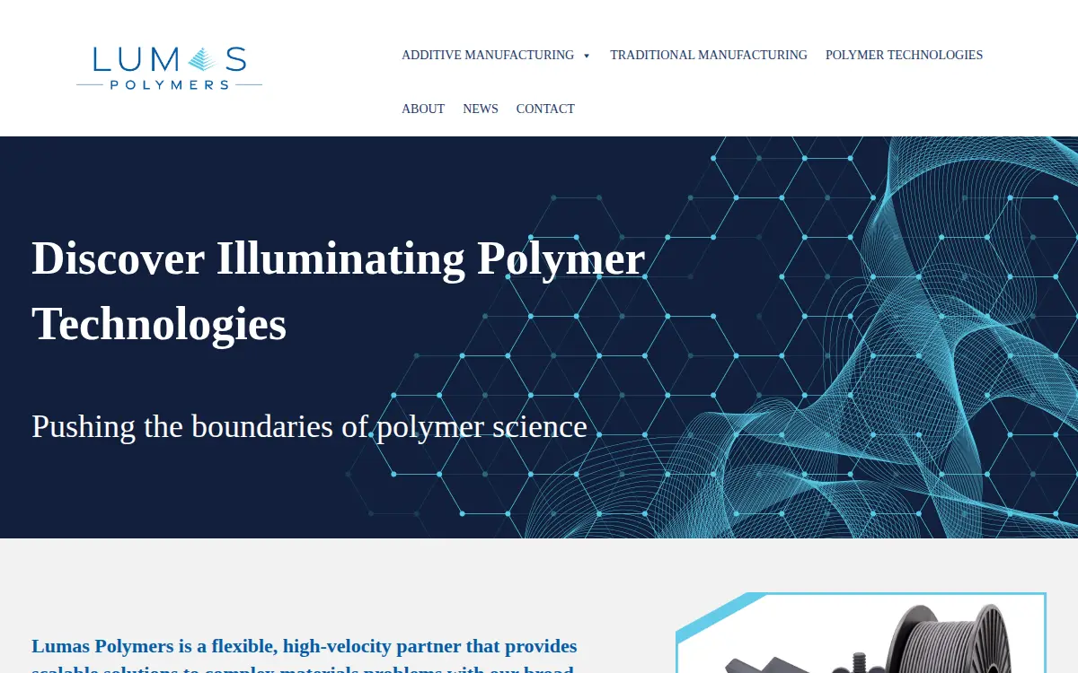 Homepage of Lumas Polymers LLC