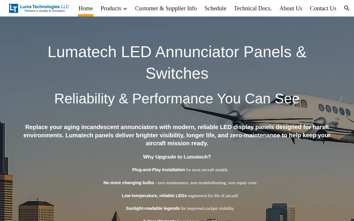 Homepage of Luma Technologies, LLC