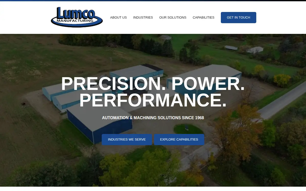 Homepage of Lumco Manufacturing Company