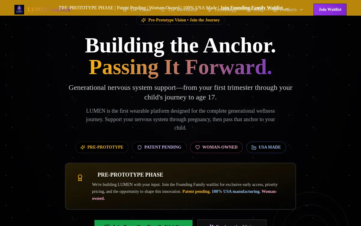 Homepage of Lumen Soultech, LLC