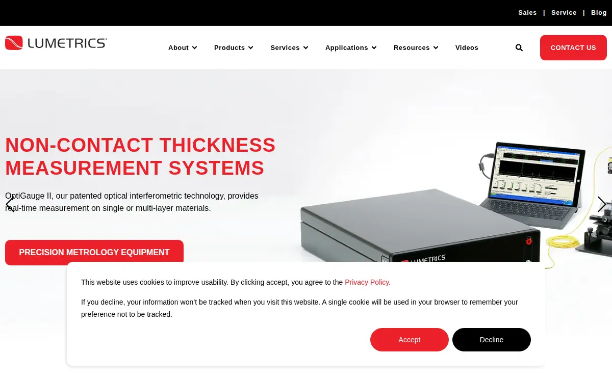 Homepage of Lumetrics, INC.