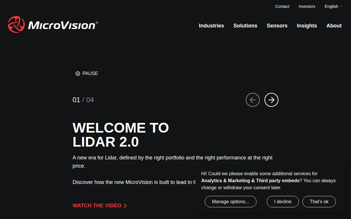 Homepage of Luminar Technologies, INC