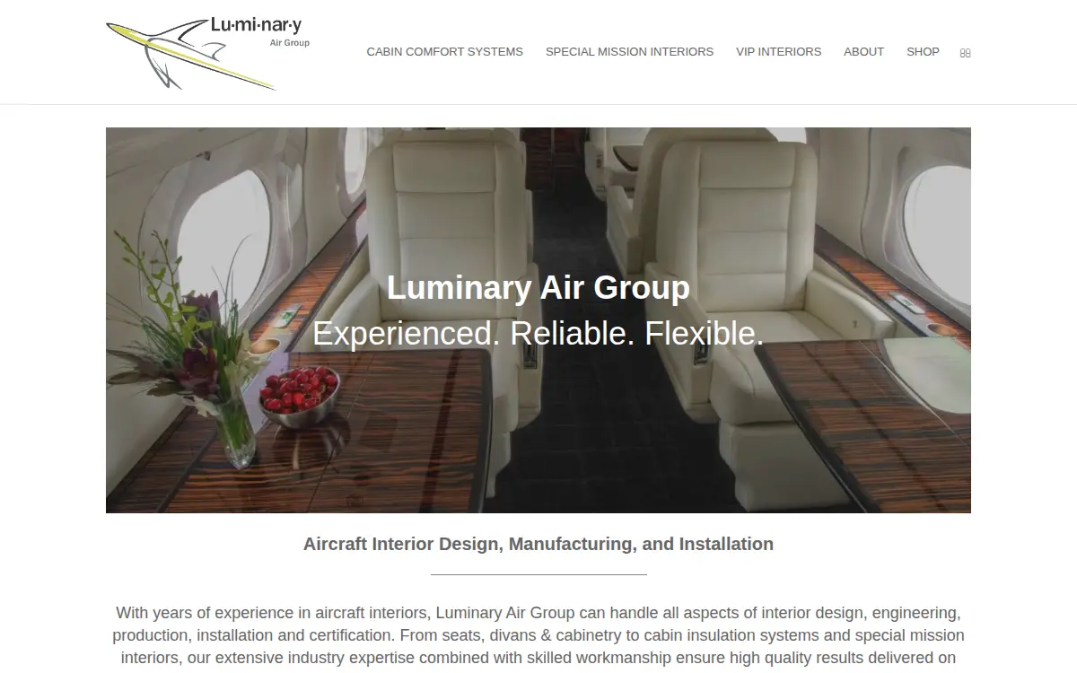 Homepage of Luminary Air Group, LLC