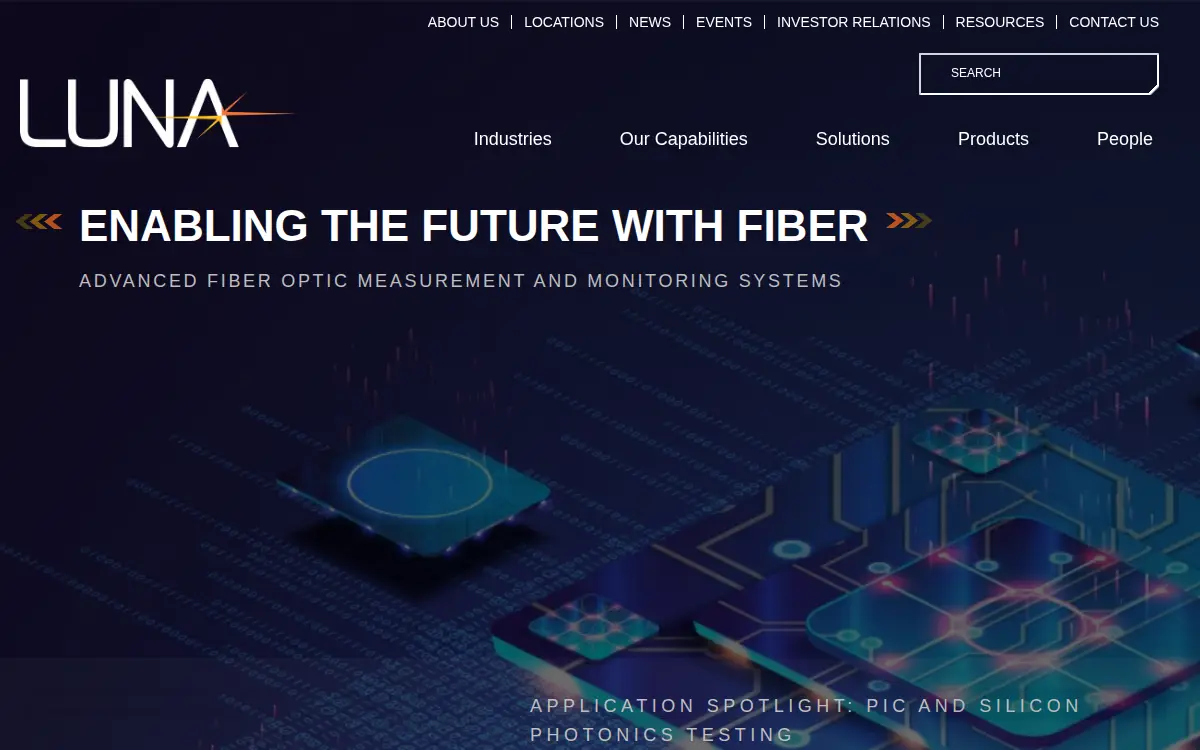 Homepage of Luna Innovations Incorporated