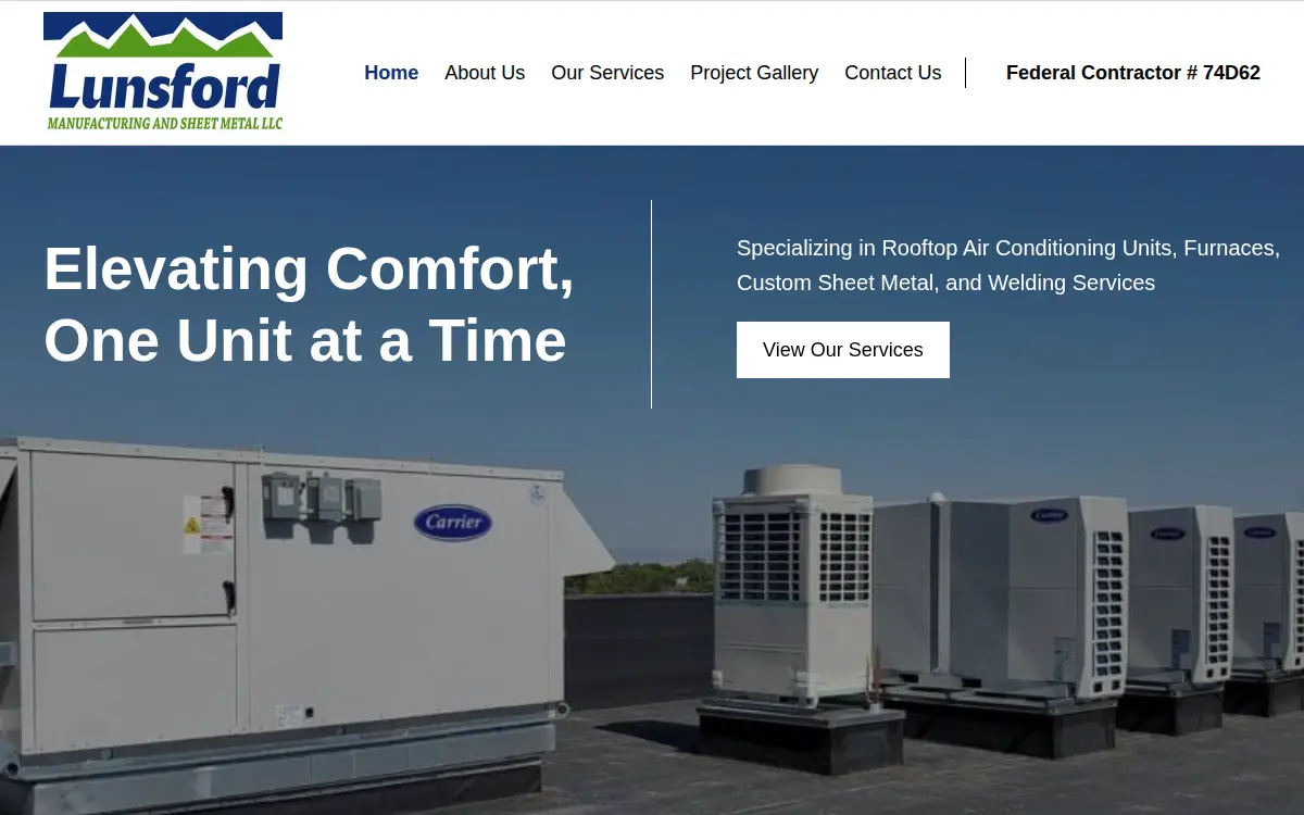 Homepage of Lunsford Manufacturing and Sheet Metal LLC