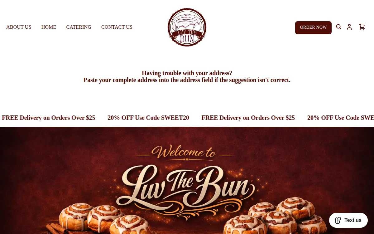 Homepage of Luv the Bun, LLC