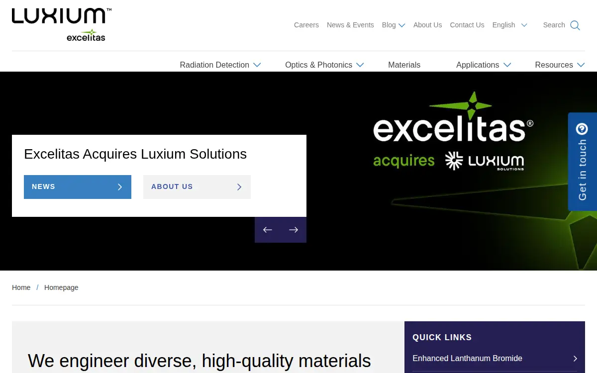 Homepage of Luxium Solutions, LLC