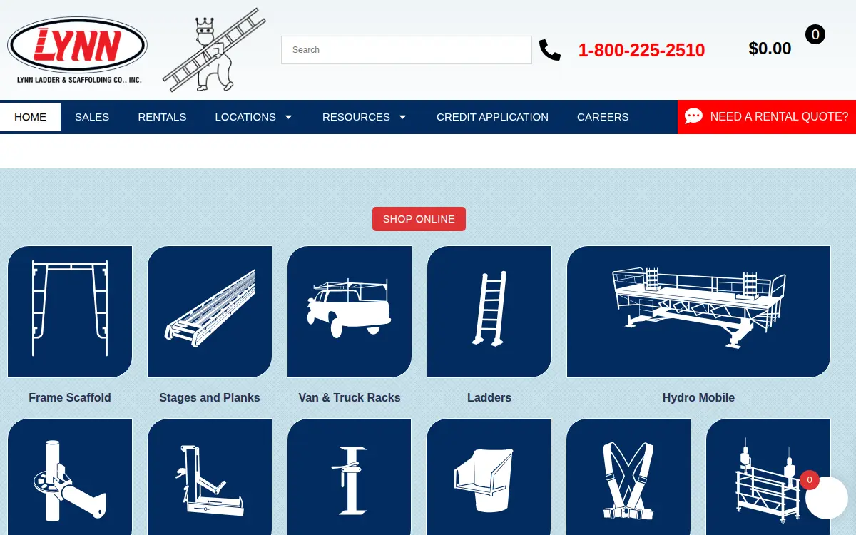 Homepage of Lynn Ladder and Scaffolding CO INC
