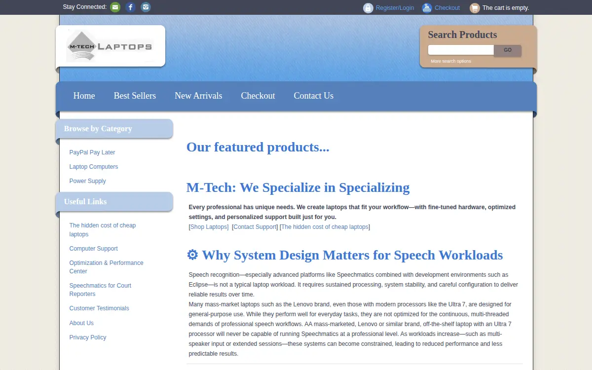 Homepage of Mtech Laptops, INC.