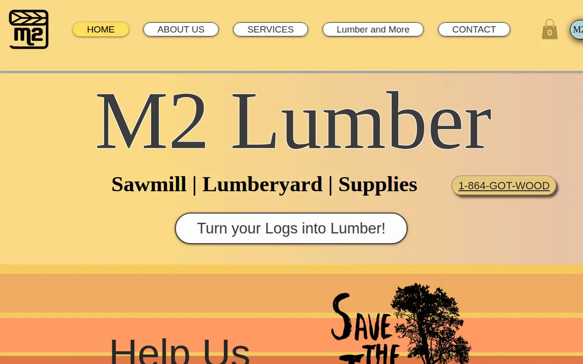 Homepage of M2 Lumber LLC