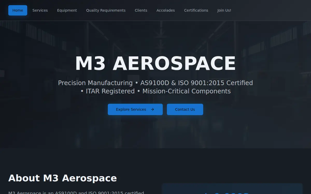 Homepage of Precision Manufacturing, LLC