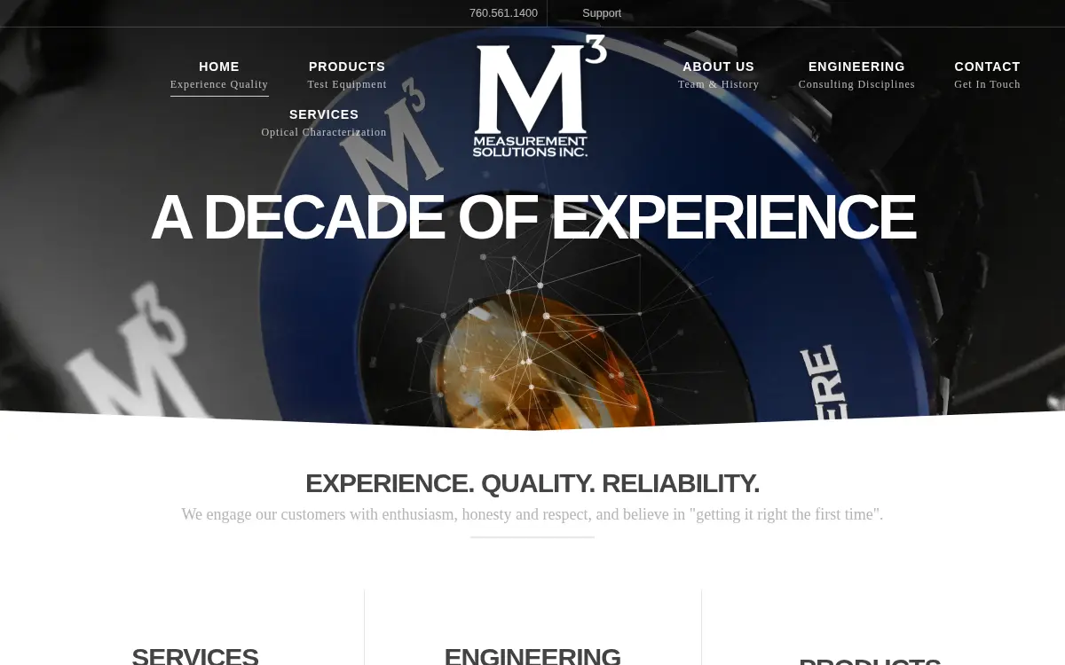 Homepage of M3 Measurement Solutions, INC