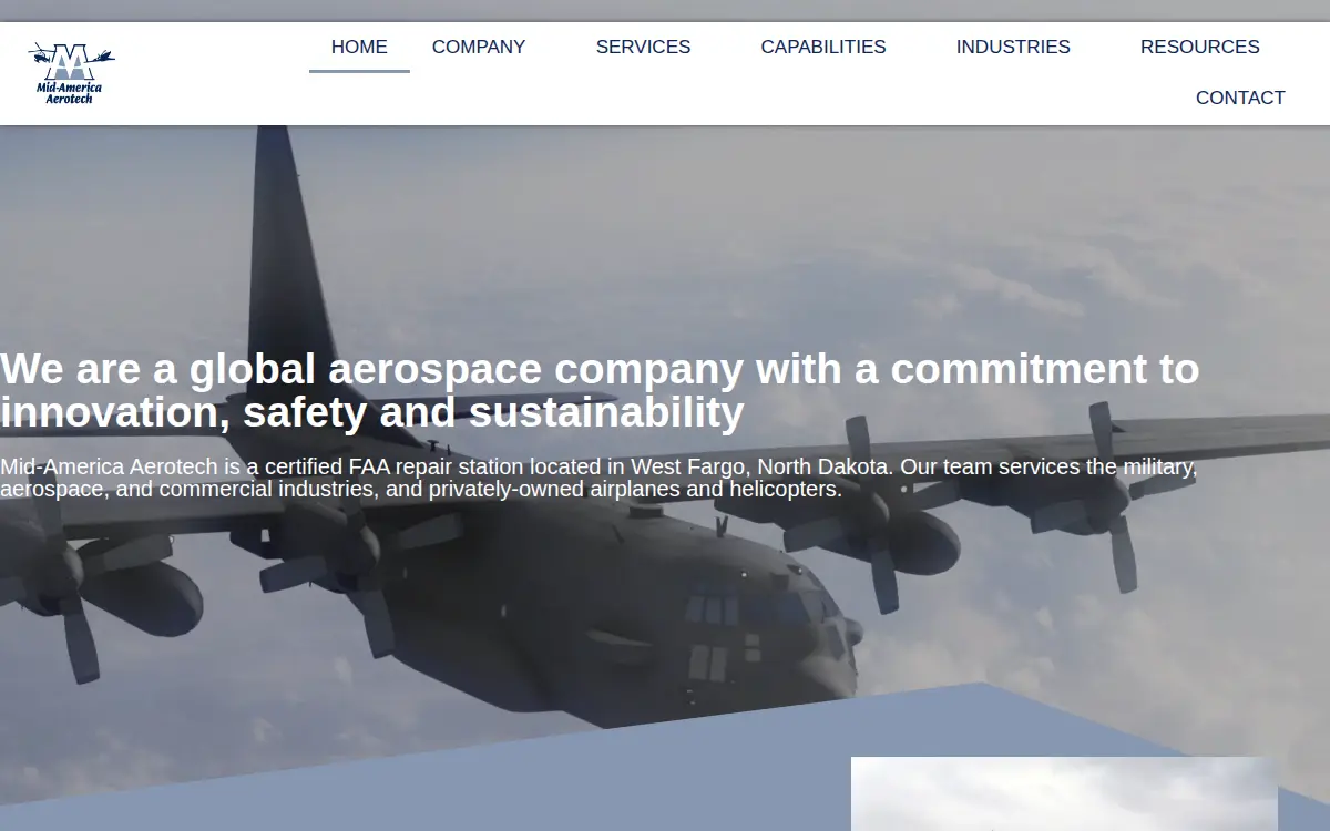 Homepage of Mid-america Aerotech, LLC
