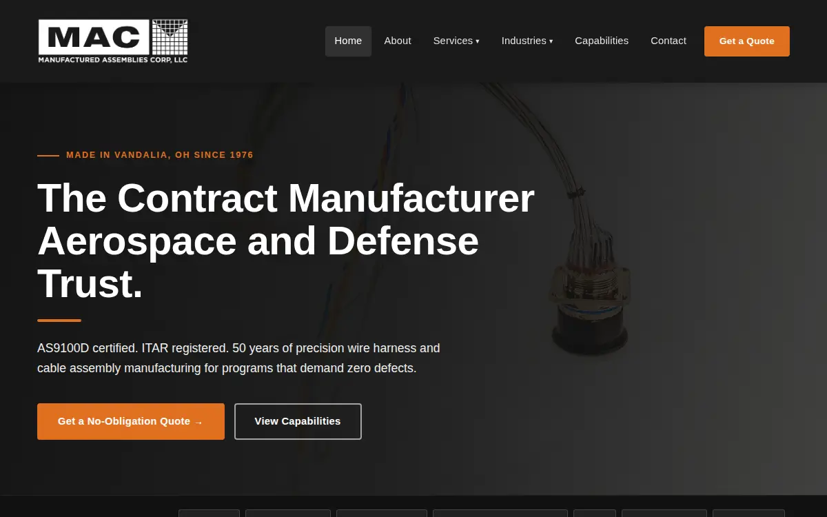 Homepage of Manufactured Assemblies Corp, LLC
