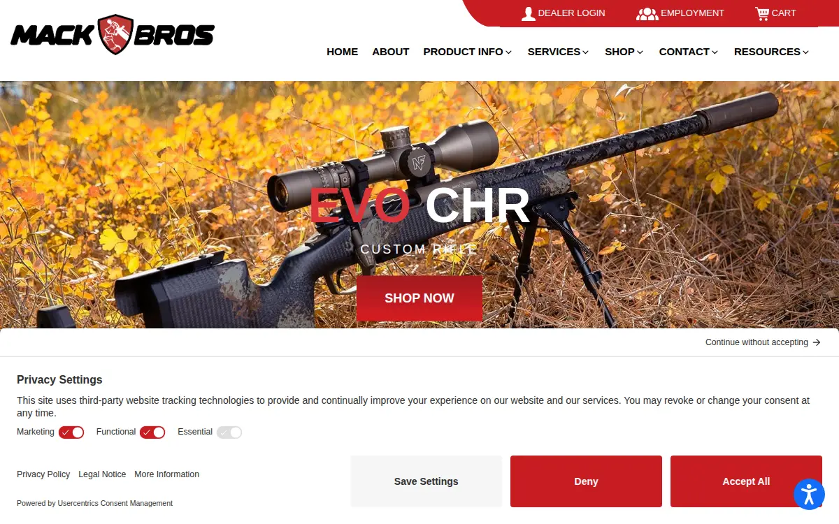Homepage of West River Rifle Company, LLC