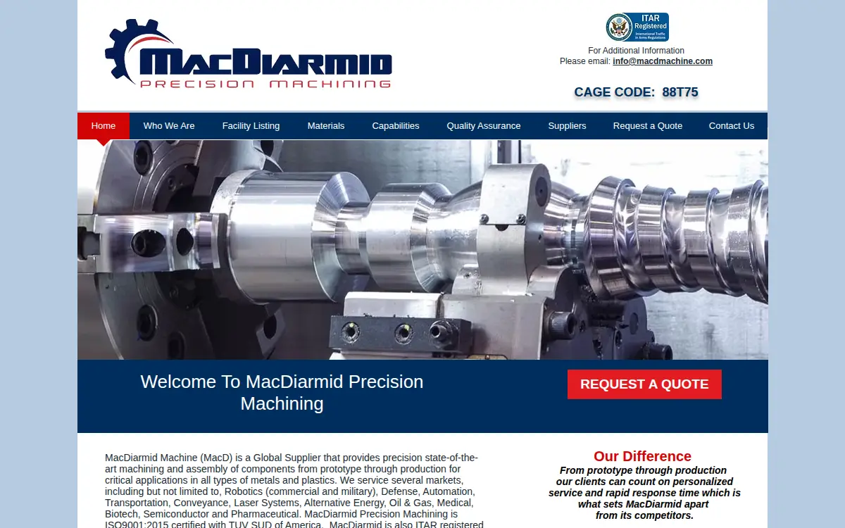 Homepage of Macdiarmid, LLC