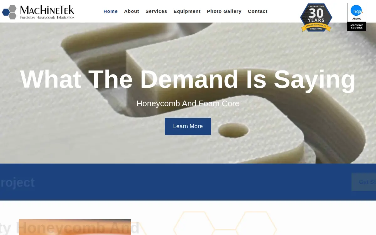 Homepage of Machinetek, LLC