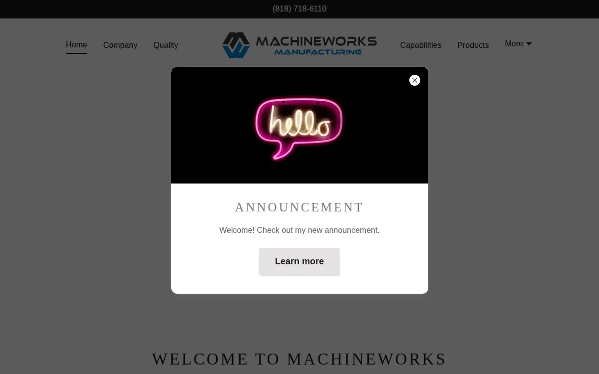 Homepage of Machineworks Manufacturing