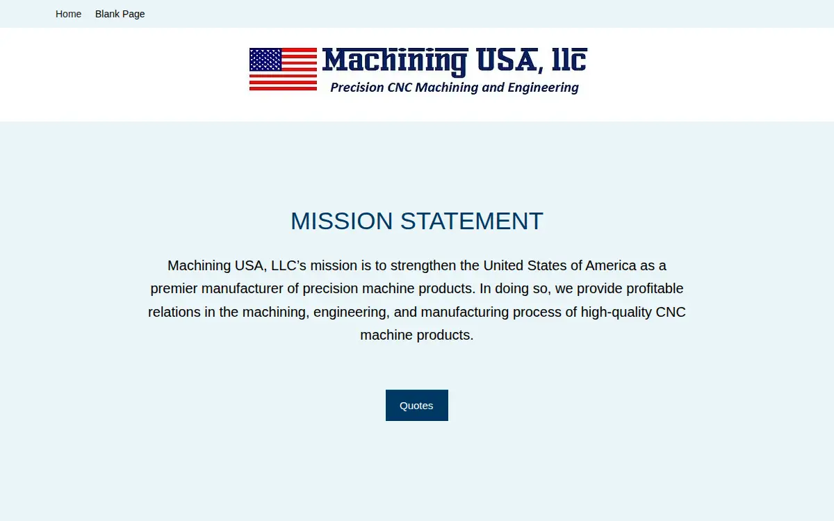 Homepage of Machining USA LLC