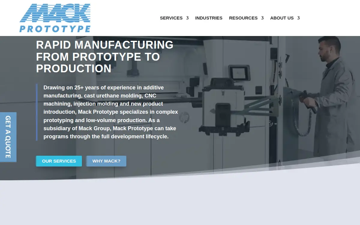 Homepage of Mack Prototype, INC
