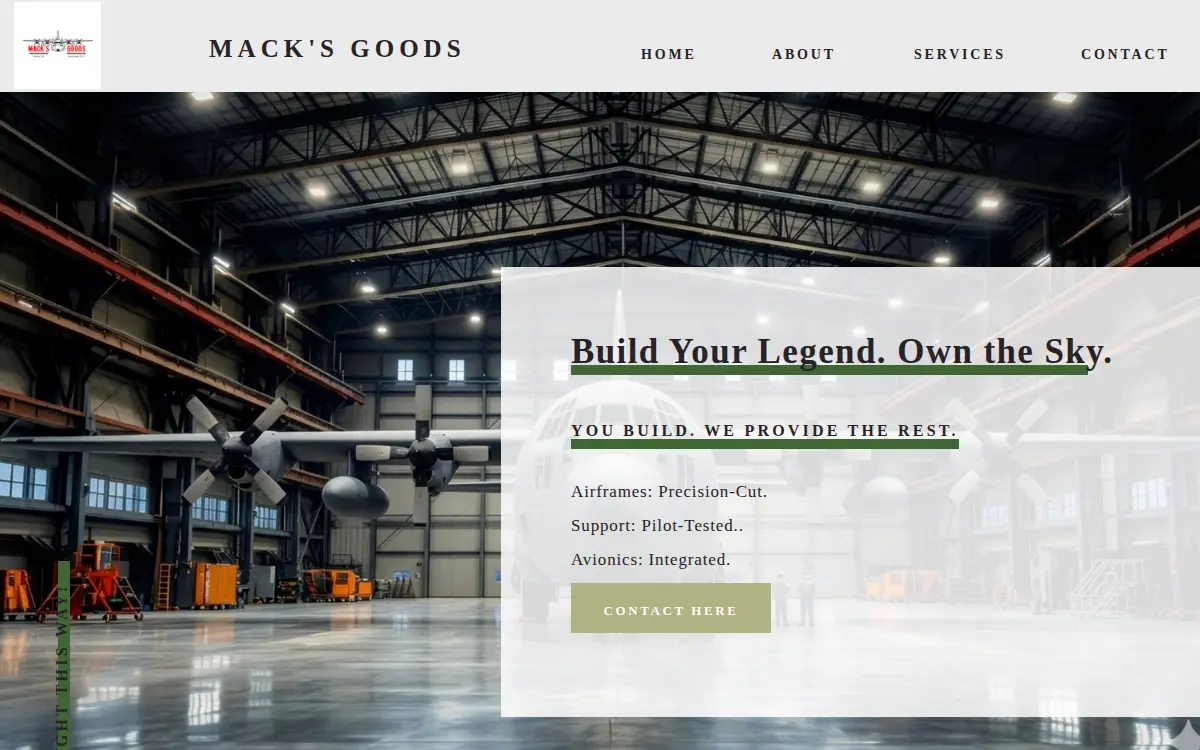 Homepage of Mack's Goods LLC