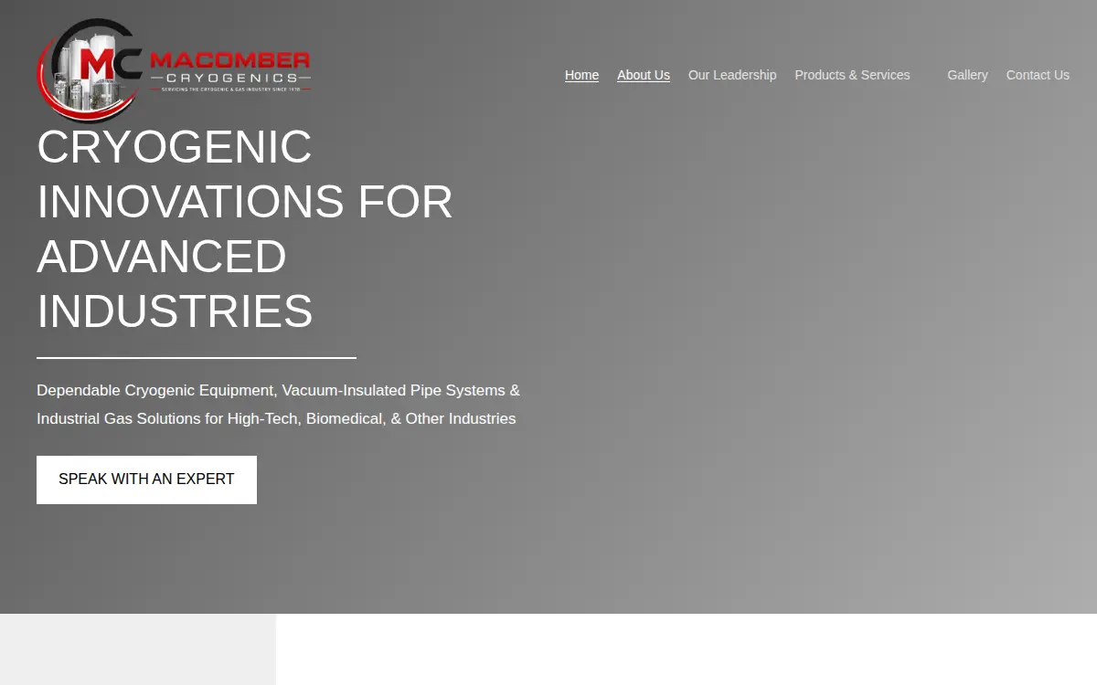 Homepage of Macomber Cryogenics, INC