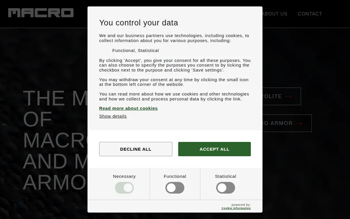 Homepage of Macro-armor LLC