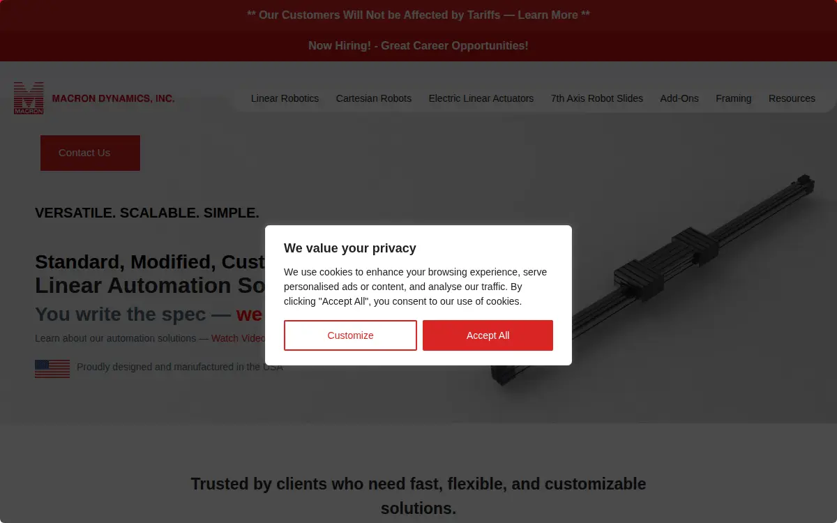 Homepage of Macron Dynamics INC