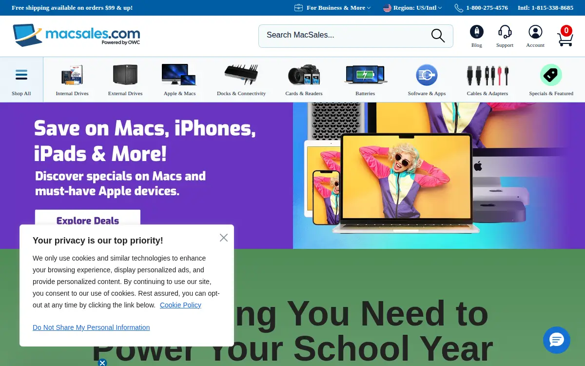 Homepage of Other World Computing, INC