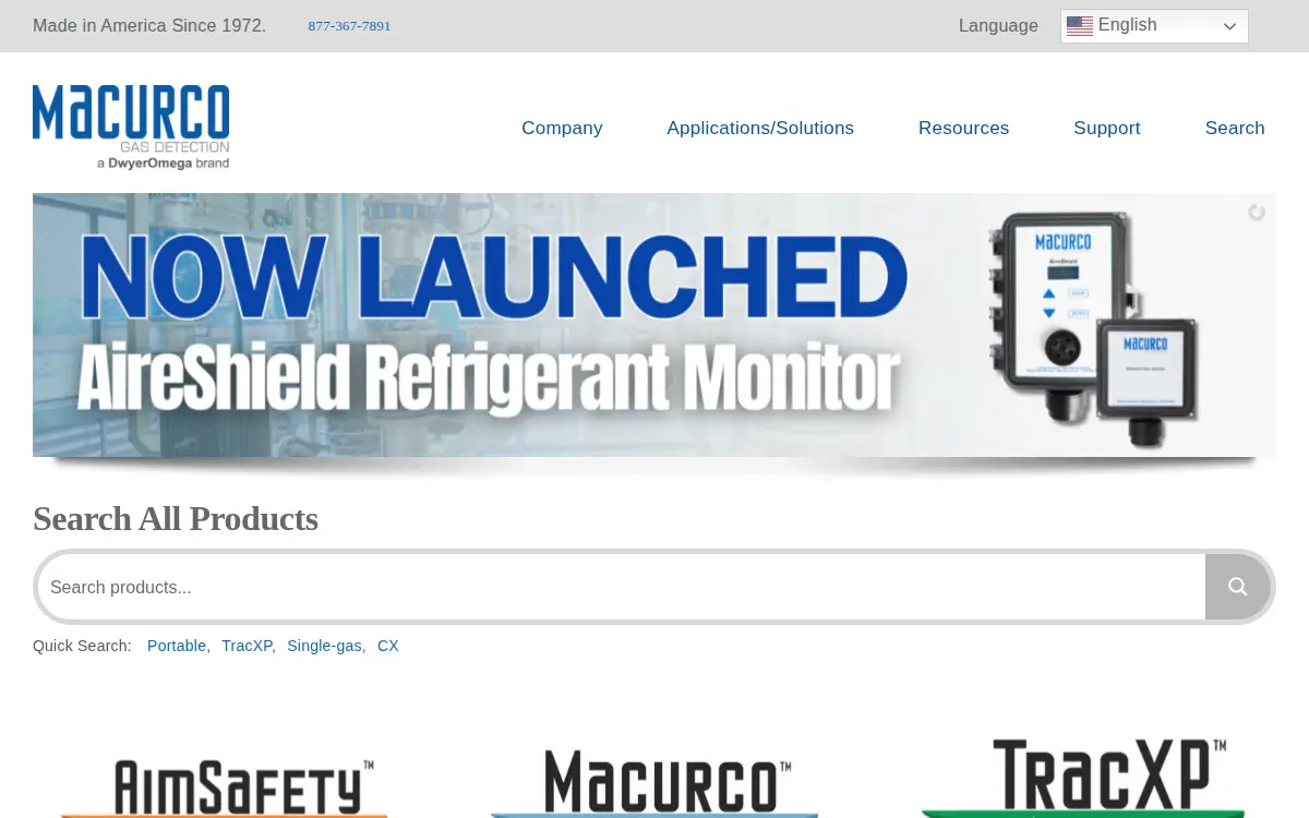 Homepage of Macurco, INC.