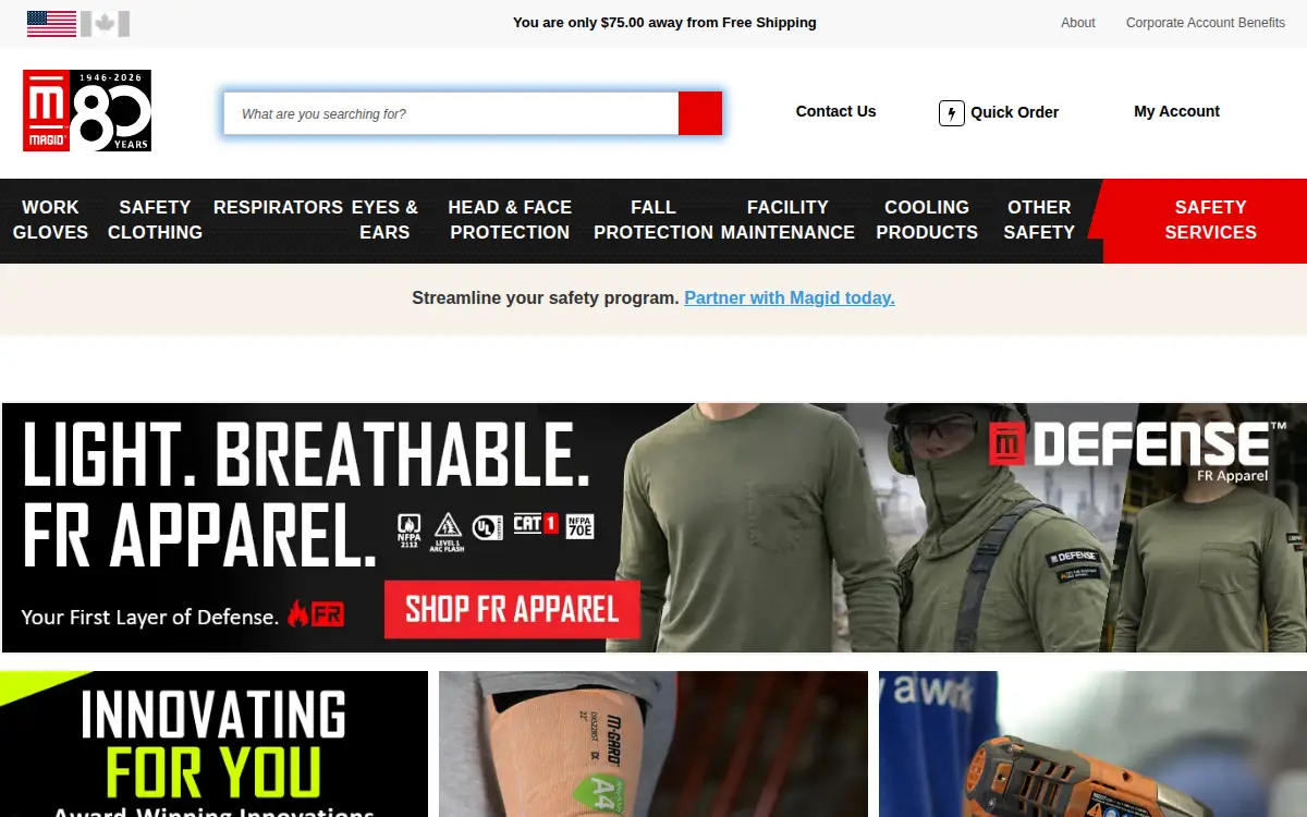 Homepage of Magid Glove and Safety Manufacturing Company, L.l.c.