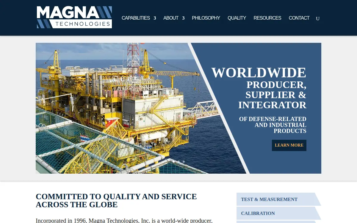 Homepage of Magna Technologies, INC.