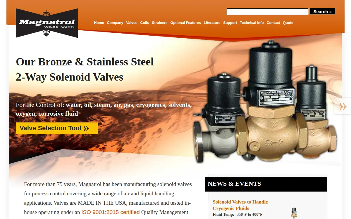 Homepage of Magnatrol Valve CORP