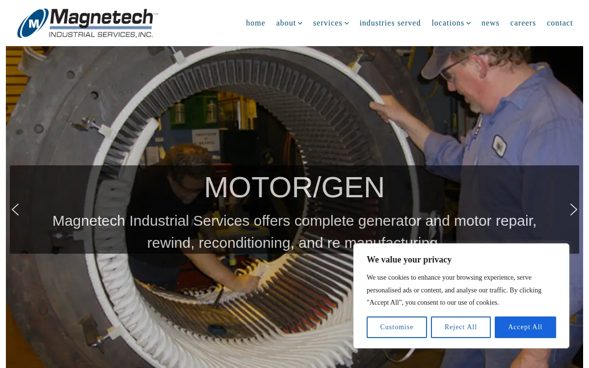 Homepage of Magnetech Industrial Services, INC