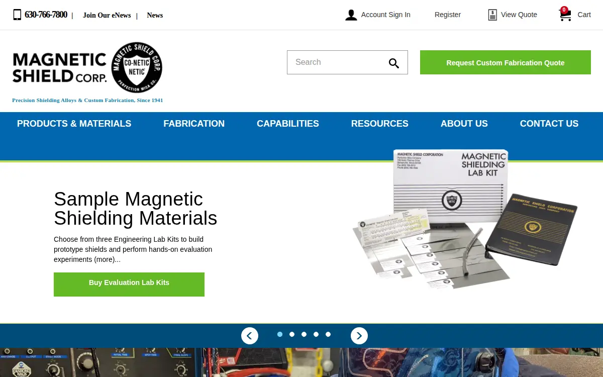 Homepage of Magnetic Shield CORP