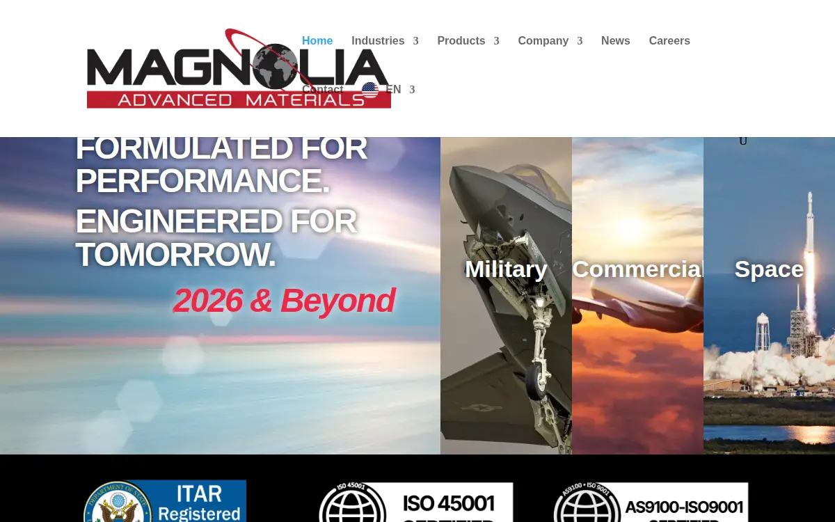 Homepage of Magnolia Advanced Materials, INC.