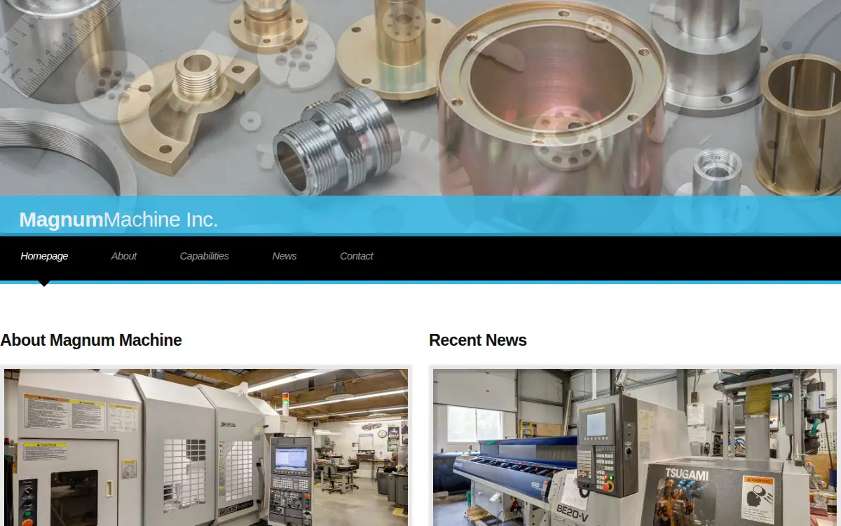 Homepage of Magnum Machine INC.