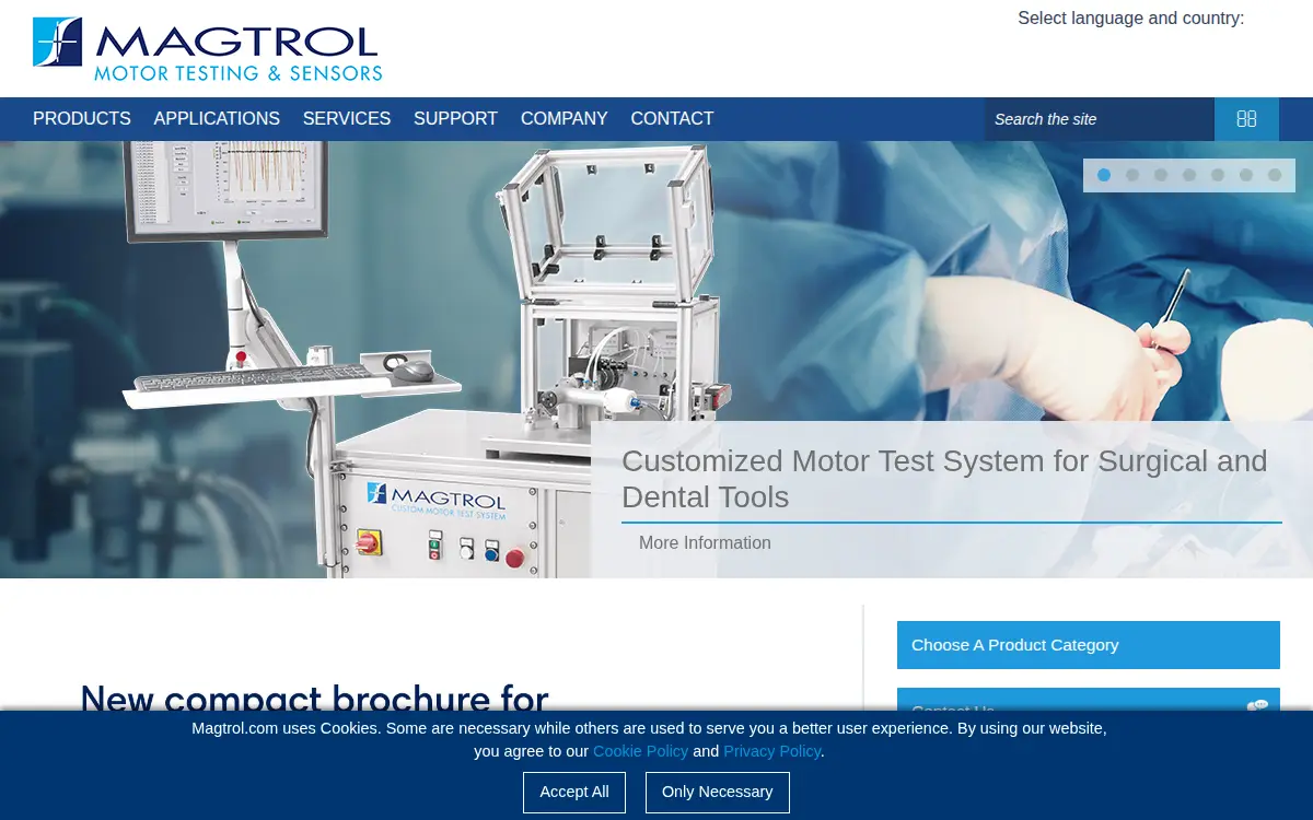 Homepage of Magtrol INC.