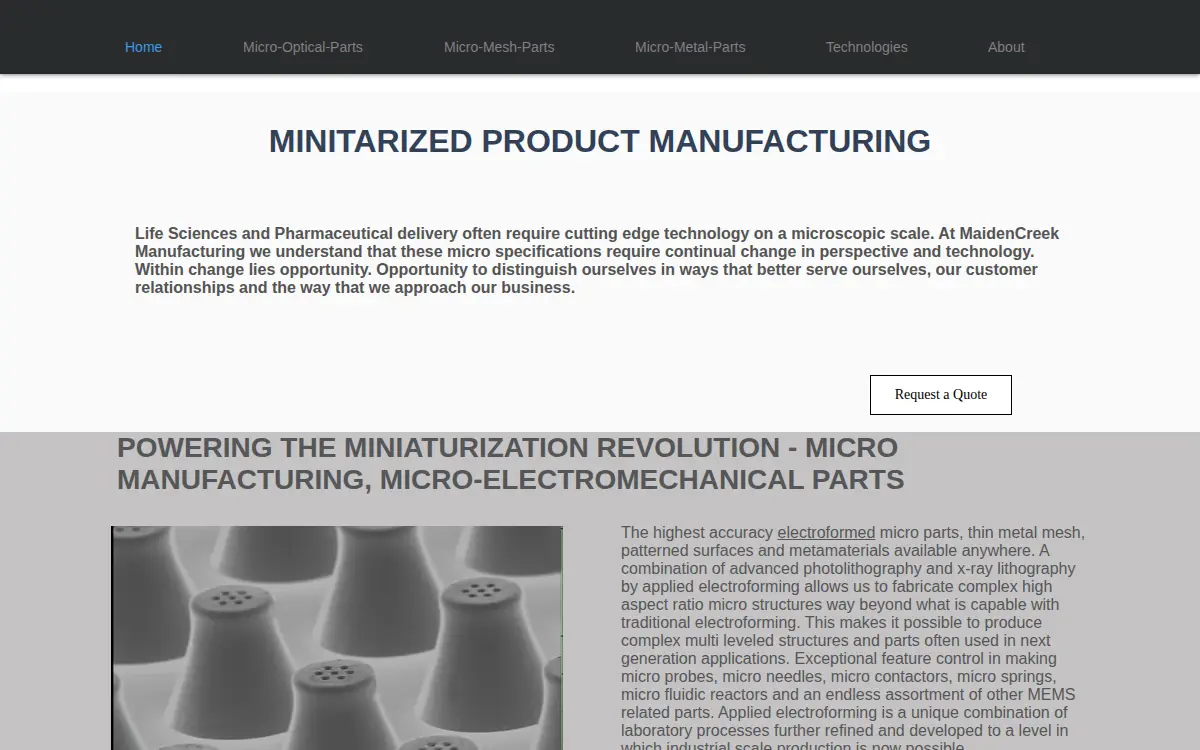 Homepage of Maidencreek Manufacturing Sales Limited Liability CO