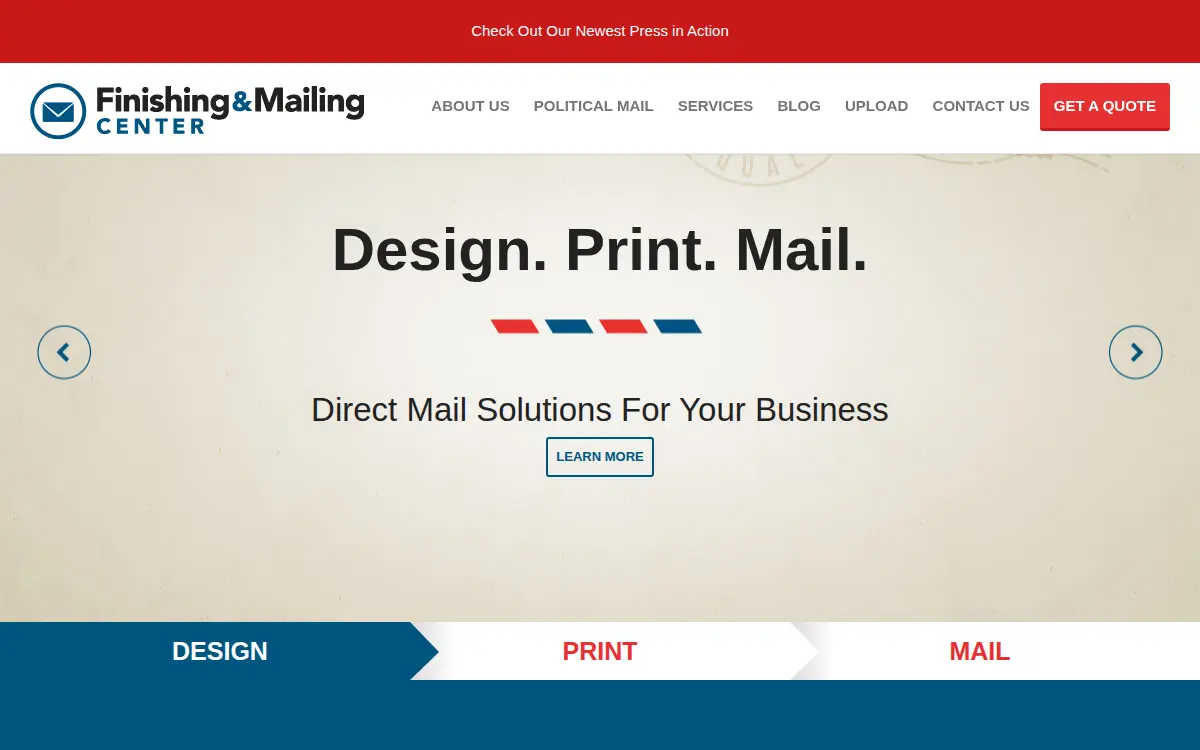Homepage of Finishing and Mailing Center, LLC