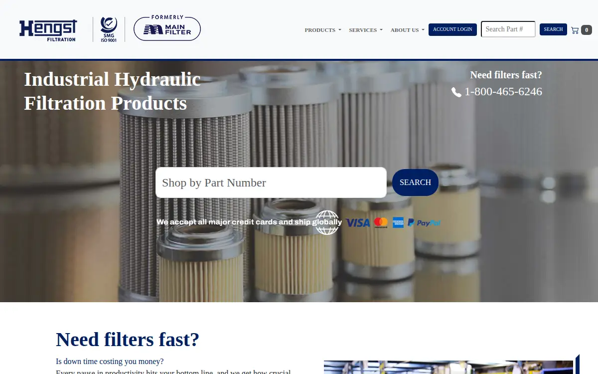 Homepage of Hengst Filtration Usa, LLC