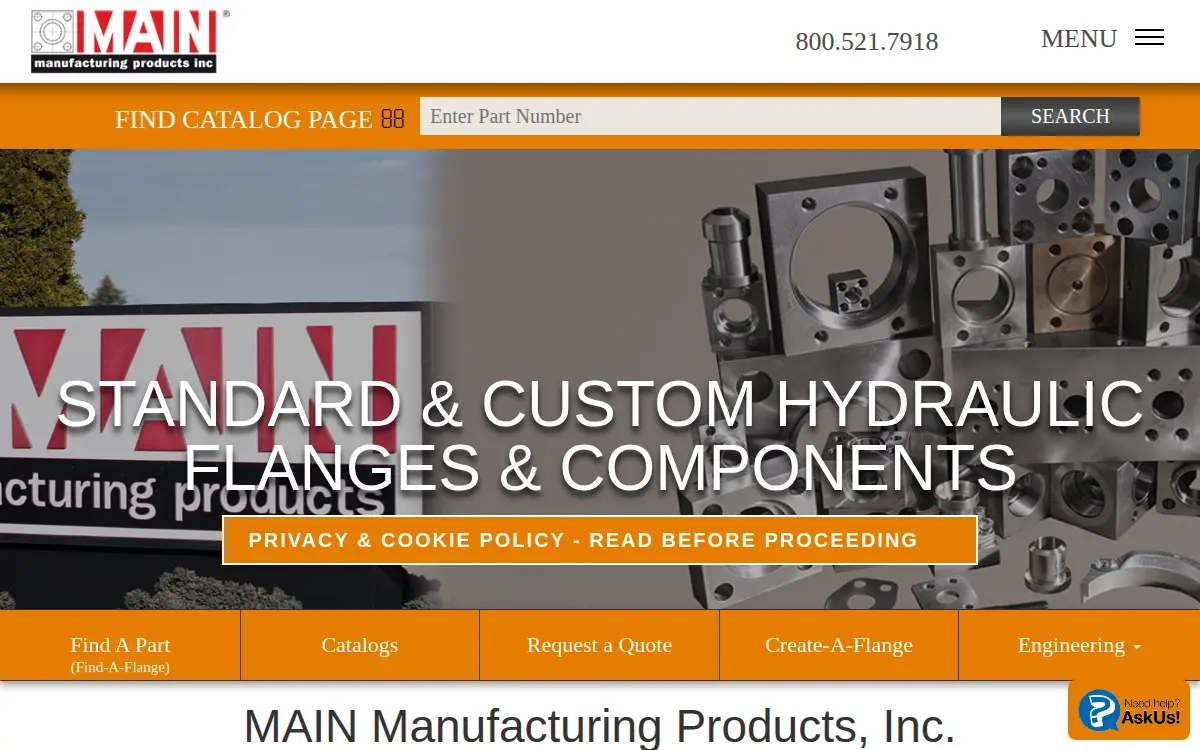 Homepage of Main Manufacturing Products INC