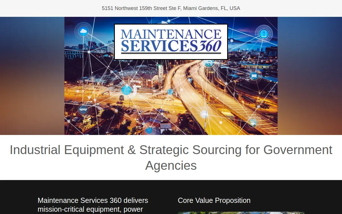 Homepage of Maintenance Services 360 LLC